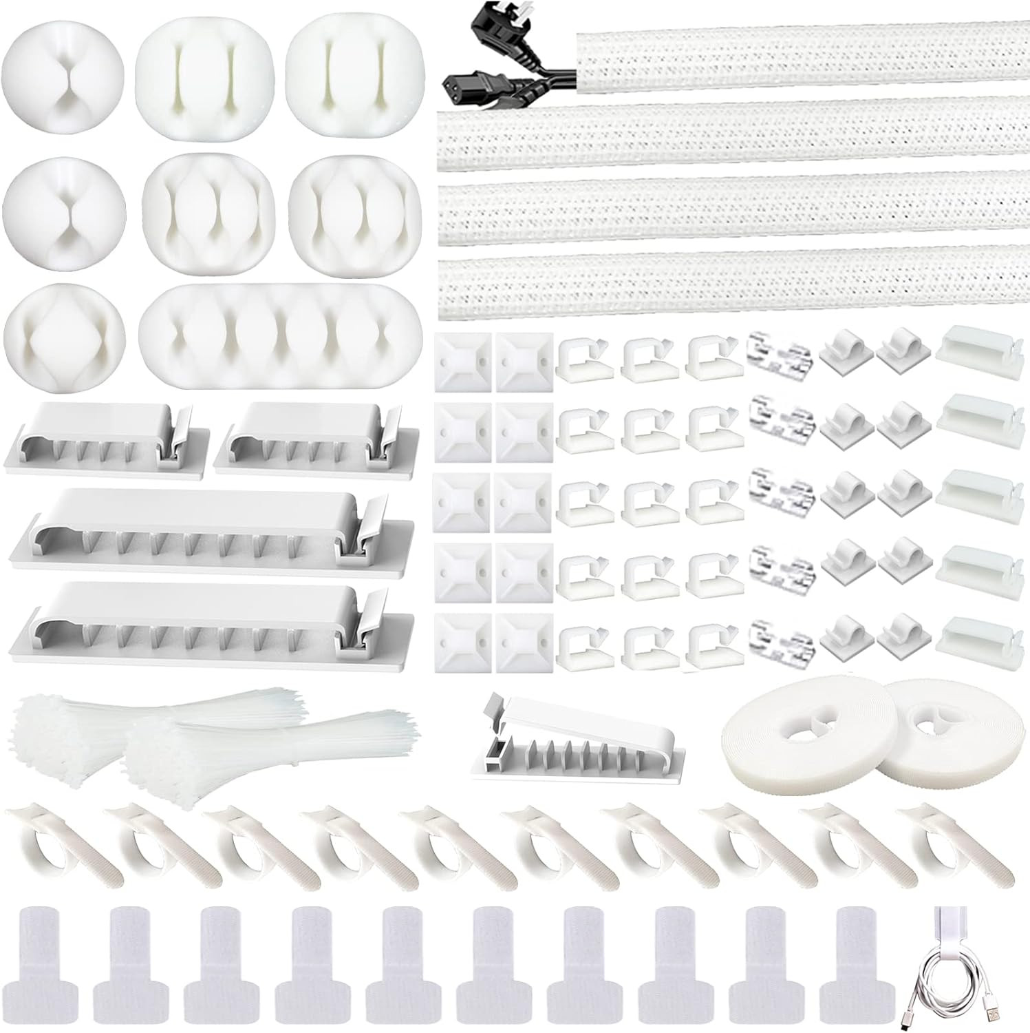 Kit Organizador Cables Funda Clip Organizador Sujeta Cables Blanco Tv Computador