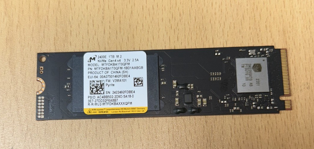 Micron 2400 1TB M.2 2280 NVMe PCle 4.0 Internal SSD MTFDKBA1T0QFM