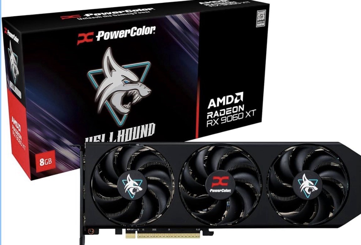 PowerColor Hellhound AMD Radeon RX 9060 XT 8GB GDDR6 RX9060XT 8G-L/OC Dual BIOS
