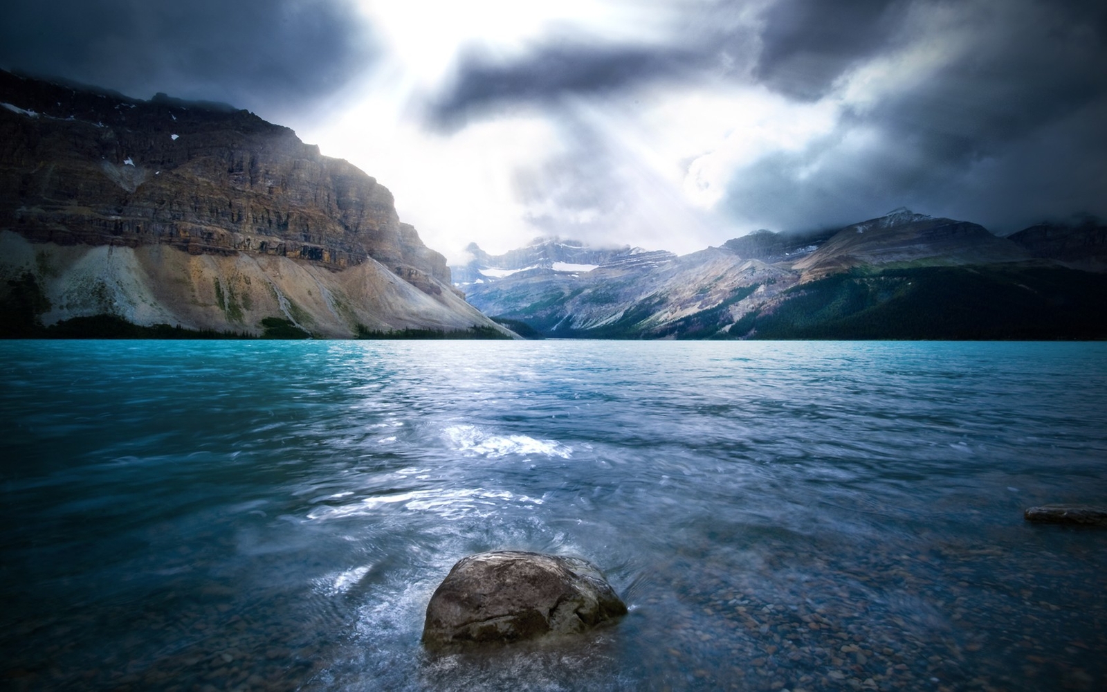Landscape mountains sea rocks blue sunlight water stones Custom Gaming Mat Desk