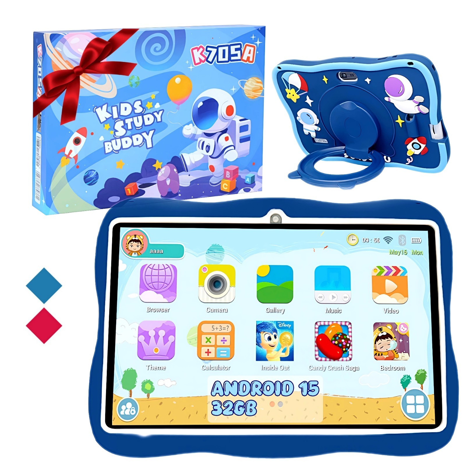 7 Inch Android 15 with Parental Control, 3+32GB Storage Learning Tablet for Kids