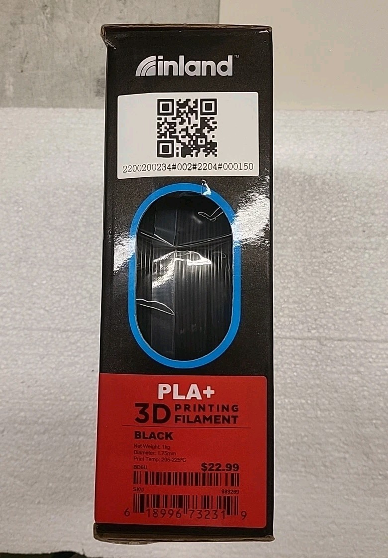 Inland 1.75mm Black Highspeed PLA  + 3D Printer Filament 1KG With  Spool