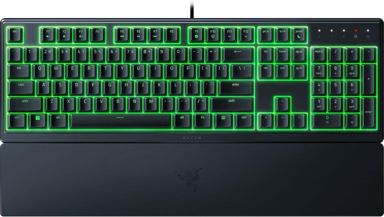 Razer Ornata V3X/RGB Green Gaming Keyboard/Silent Keys/Wrist Rest - NEW