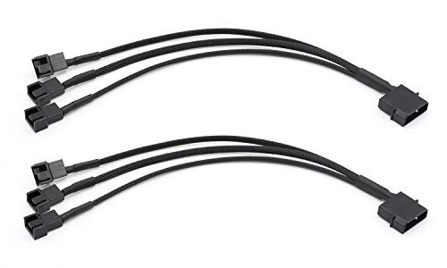 2 Pack Molex to 3 Pin or 4 Pin Fan Adapter Computer PC Case Fan Power Splitter C