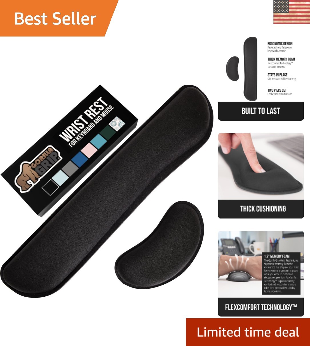 Ergonomic Memory Foam Wrist Rest Set - Ultimate Comfort for Keyboard & Mouse