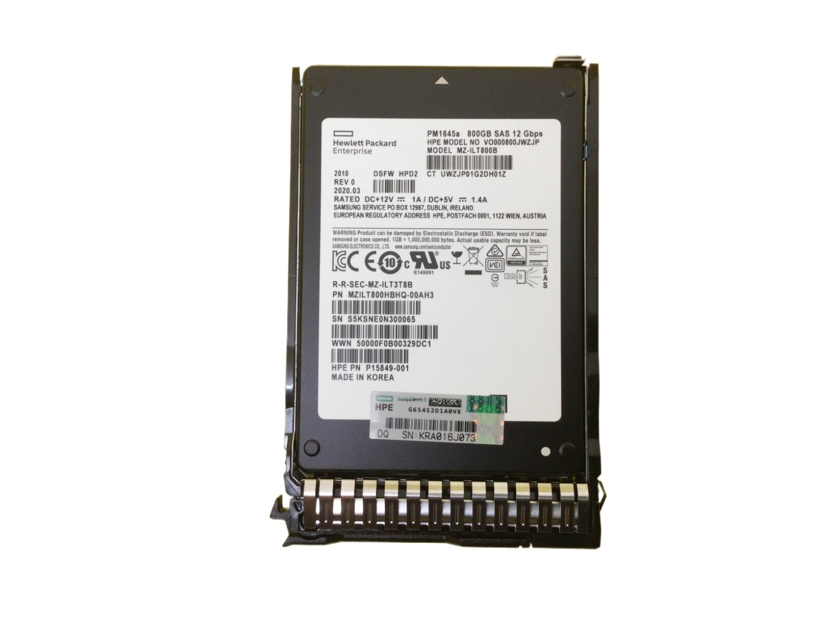 P19913-B21 HPE 800GB SAS 12G MIXED USE SFF SC PM1645A SSD P20838-001
