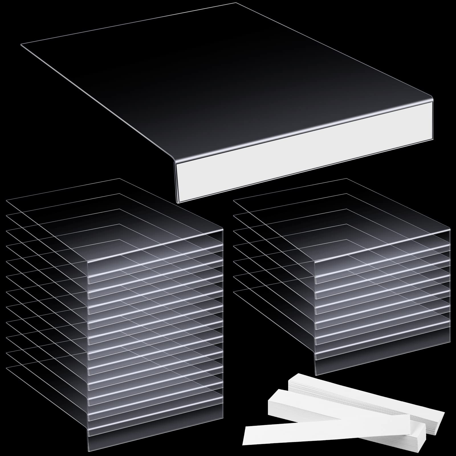 50 Pcs Clear Moveable Shelf Label Holders with 50 Insert, Clear Bookshelves T...
