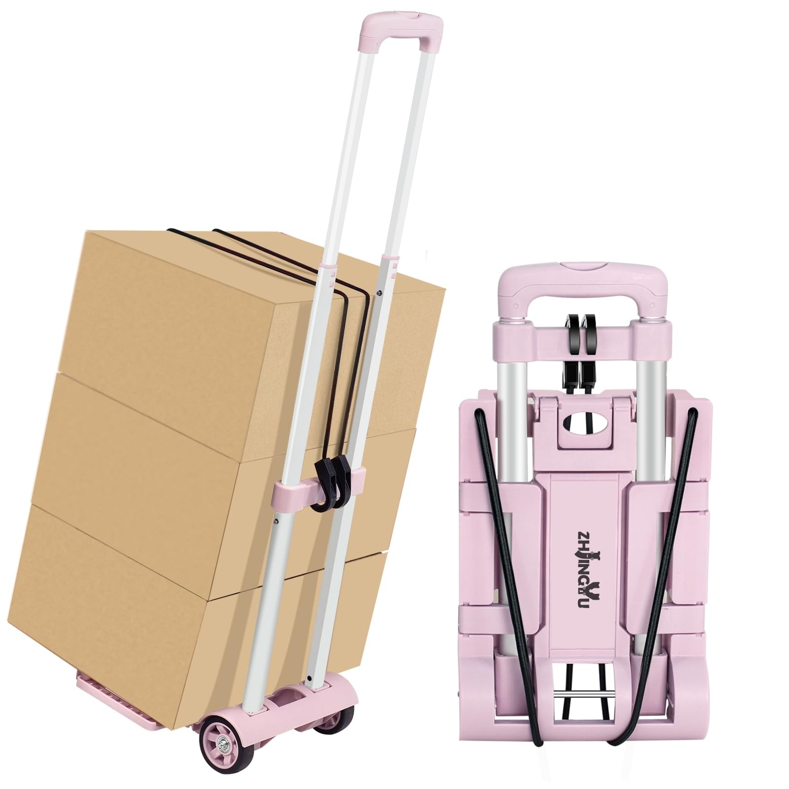Folding Dolly Pink Hand Cart,Folding Hand Truck Aluminum Trolley,Small Dolly,...