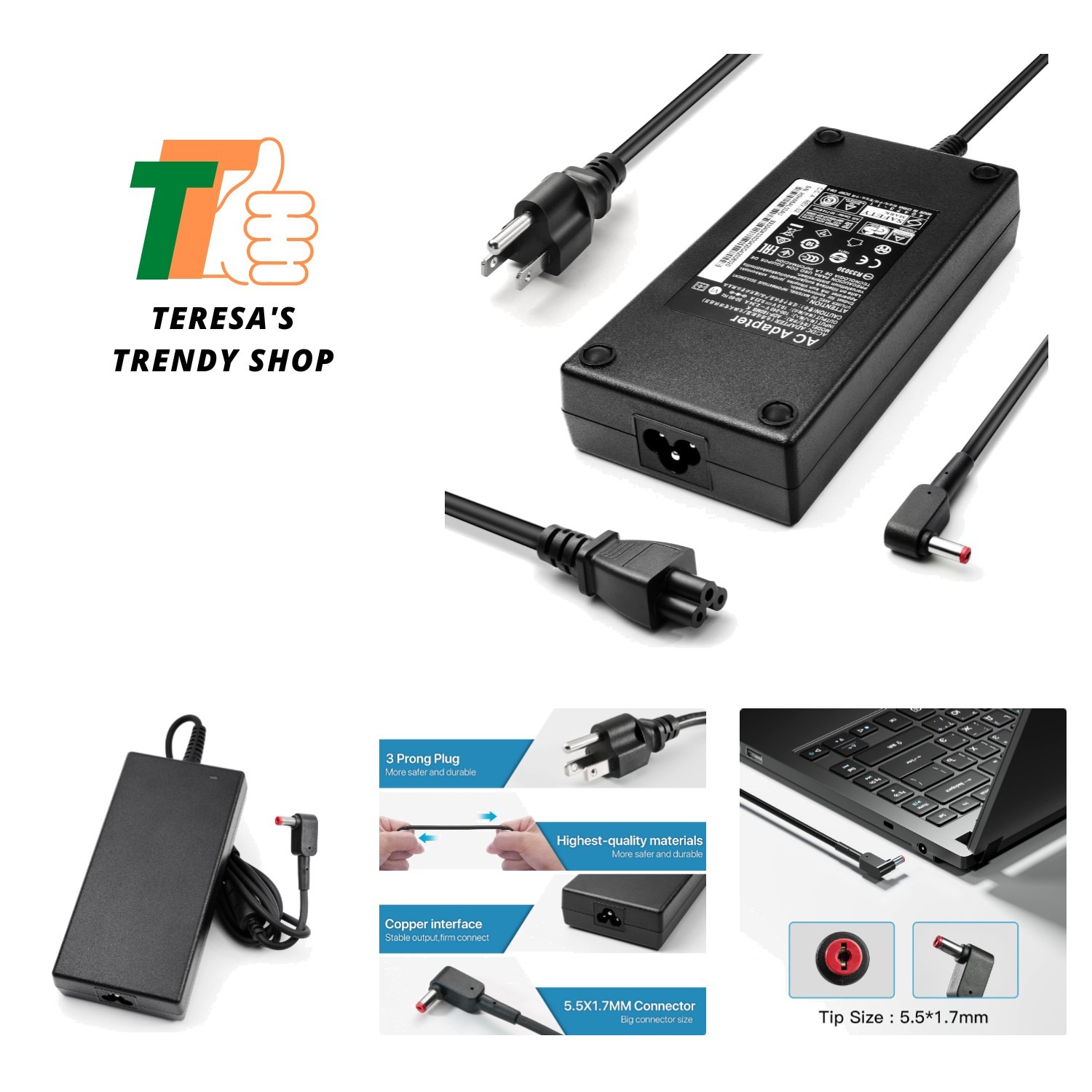 180W 135W Charger for Acer Nitro 5 AN515 Charger ADP-135KB T ADP-180MB K AC A...