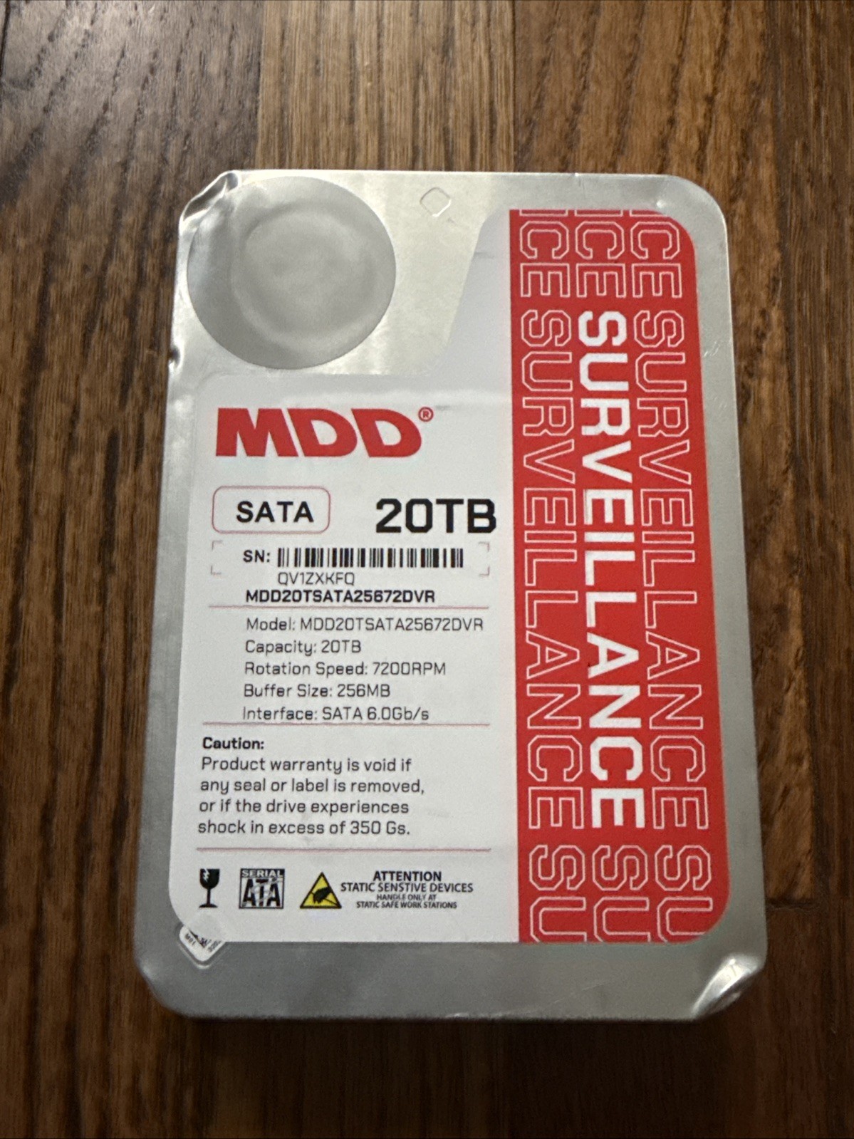 MDD 20TB 7200RPM SATA 3.5" Surveillance Hard Drive DENTED READ