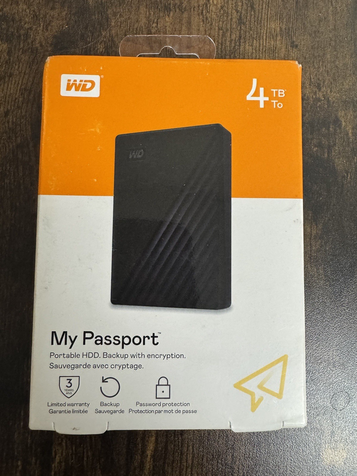 WD My Passport - 4TB External HDD Hard Drive - Black (WDBPKJ0040BBK-WESN)
