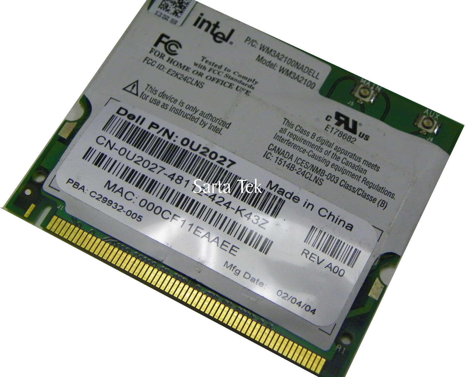 Genuine Dell U2027 Intel Pro/Wireless WM3A2100 802.11b Mini PCI WiFi Wireless