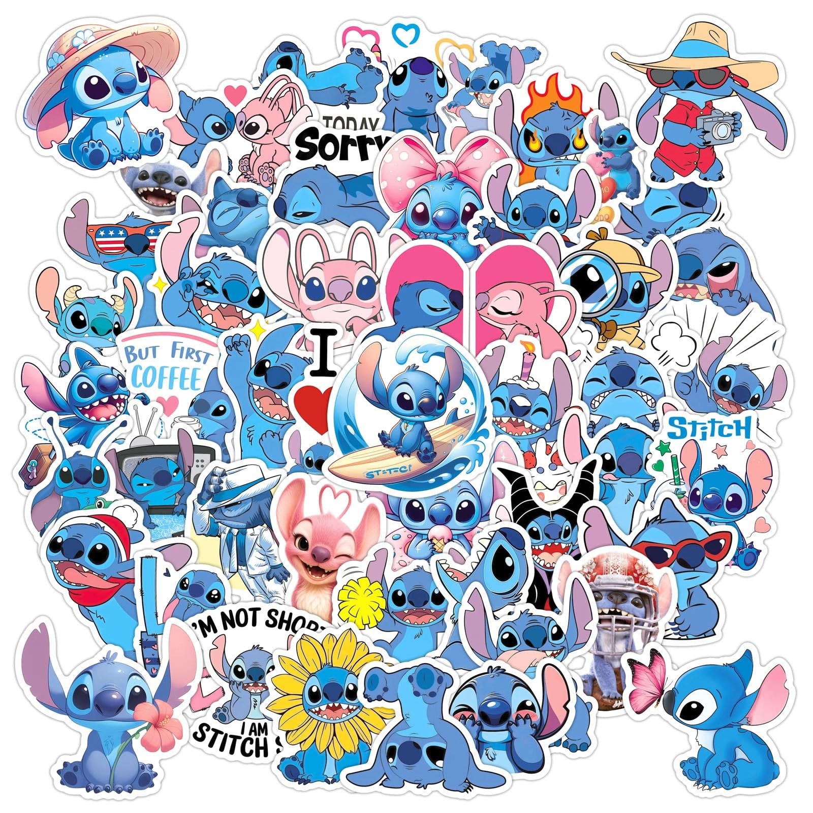 50Pcs Cute Stitch Stickers Pack,Cartoon Vinyl 2-3 inches, Wlp-stitch