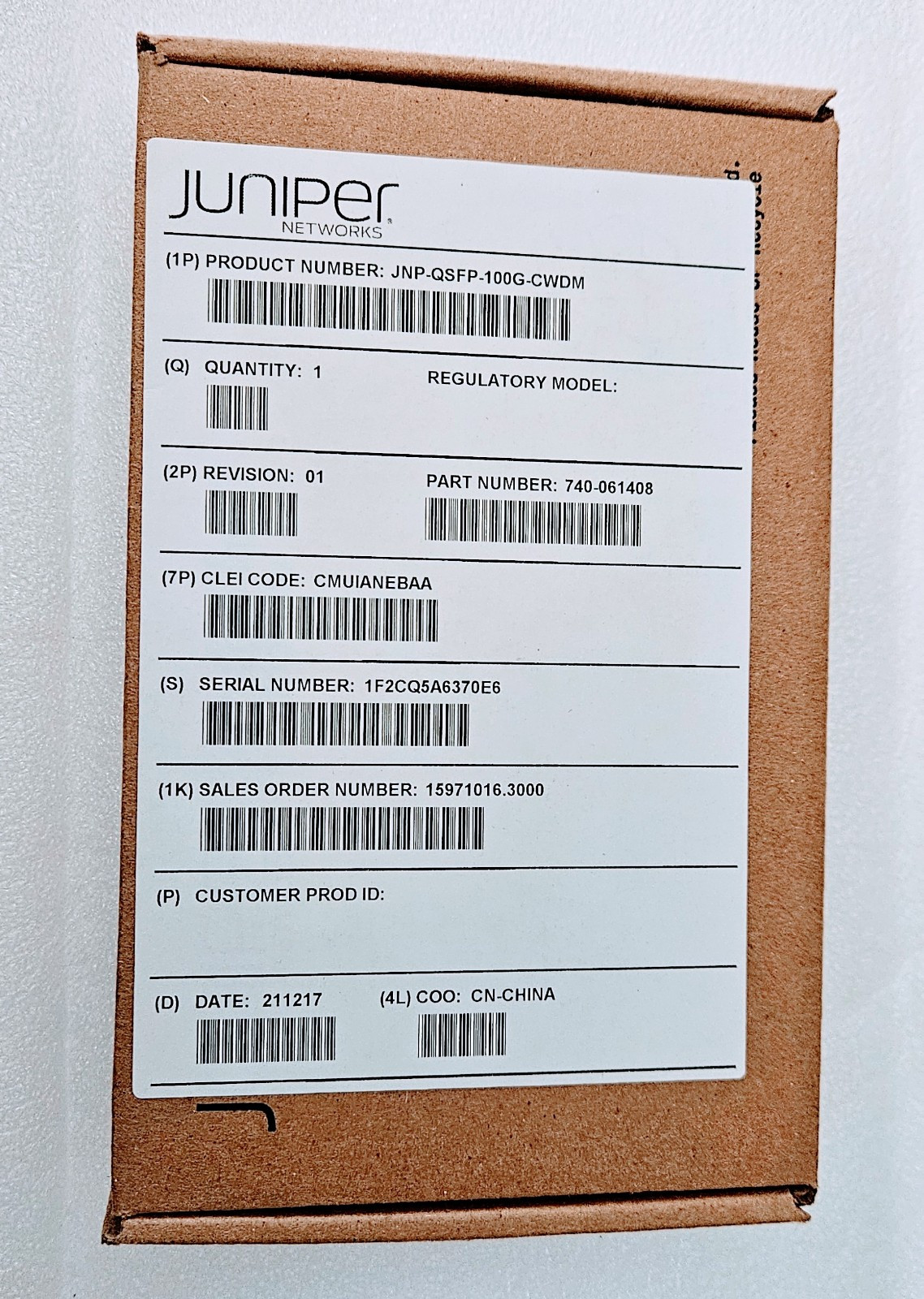 NEW Genuine Juniper JNP-QSFP-100G-CWDM 100G CWDM4 SMF 2KM 1310NM QSFP28
