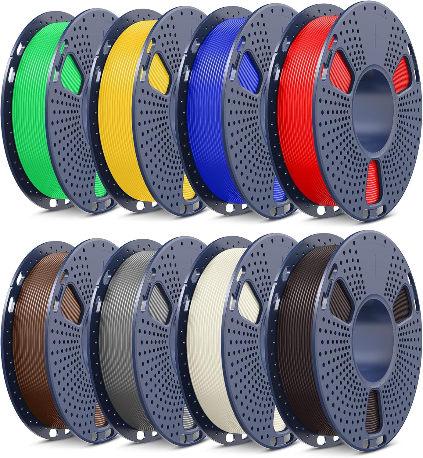 SUNLU PLA+2.0 3D Printer Filament, Multicolor Bundle, 8 Colors
