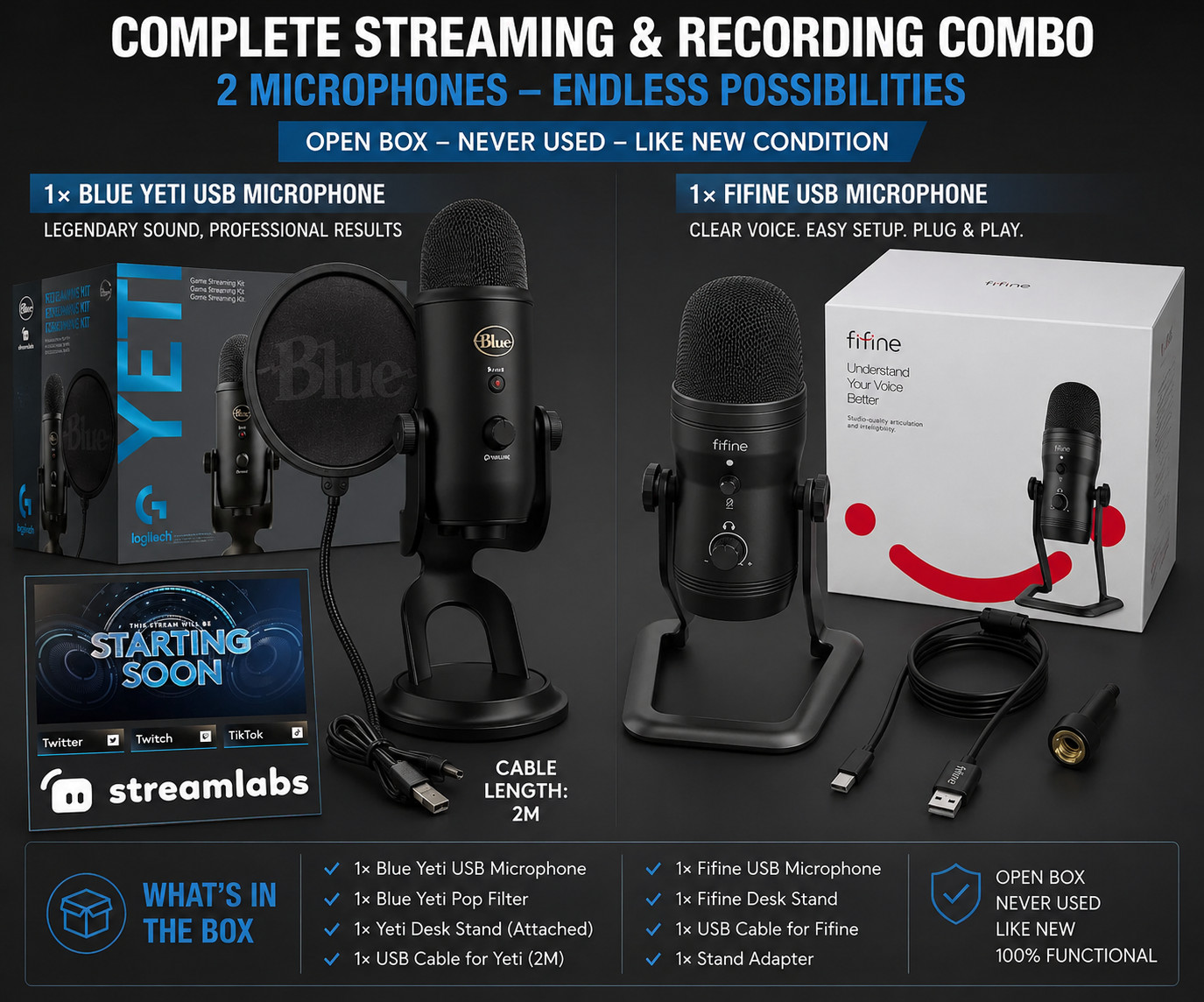 Logitech Blue Yeti Game & FIFINE USB Studio Recording Microphone