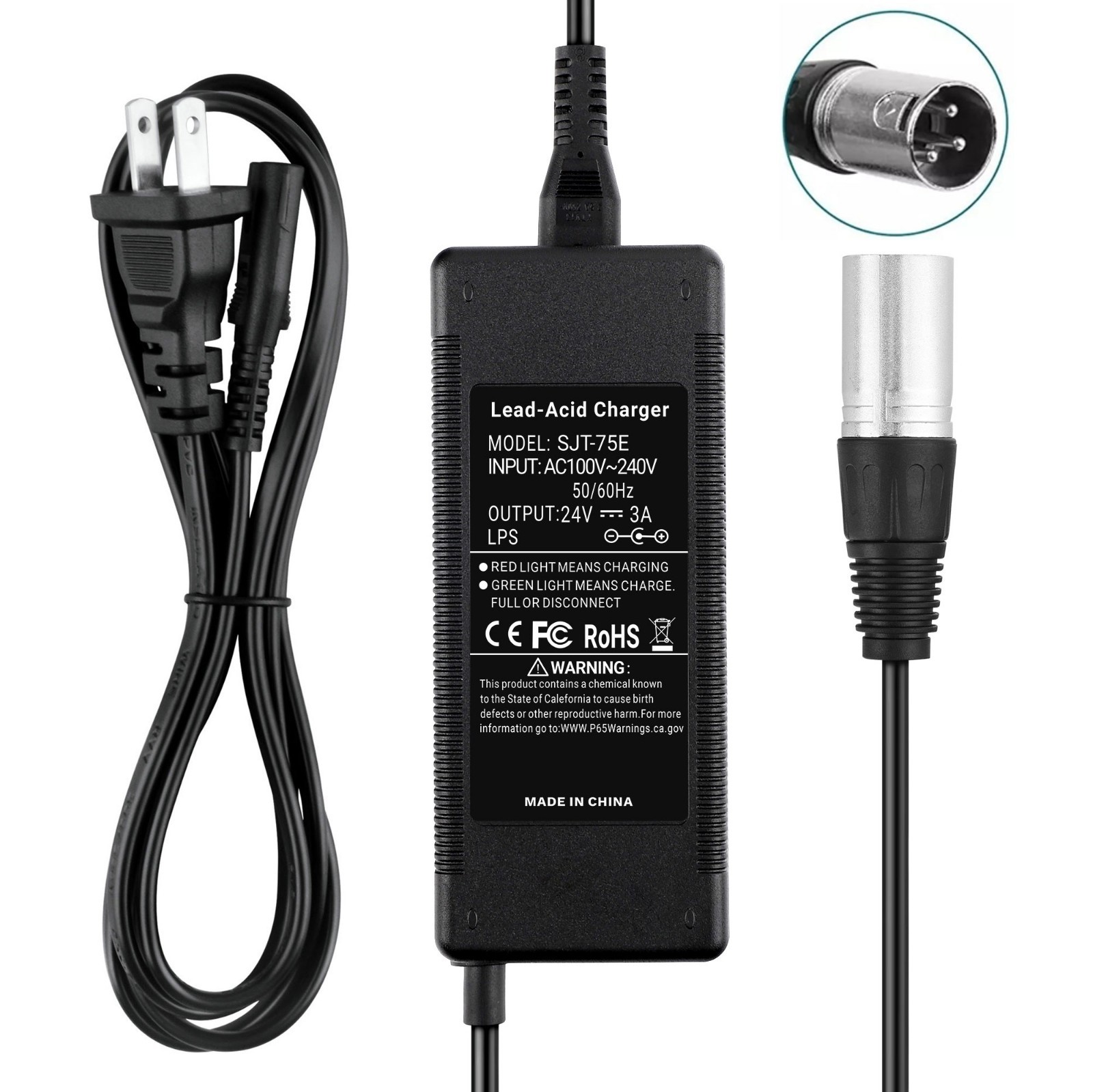 24V 3A Smart Battery Charger For Mongoose M300/ M350/ M500/ Z350 Scooter Power