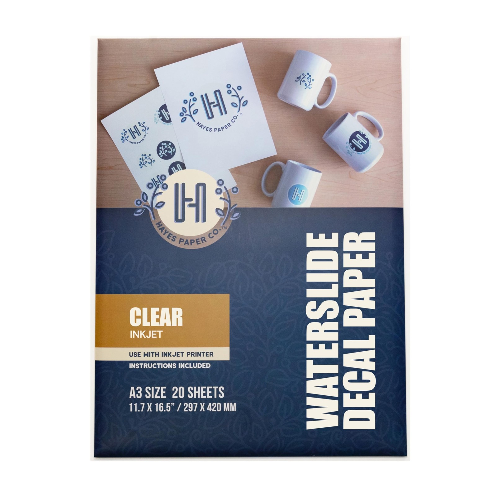 Hayes Paper, Waterslide Decal Paper for INKJET CLEAR 20 Sheets Premium Water-Sli