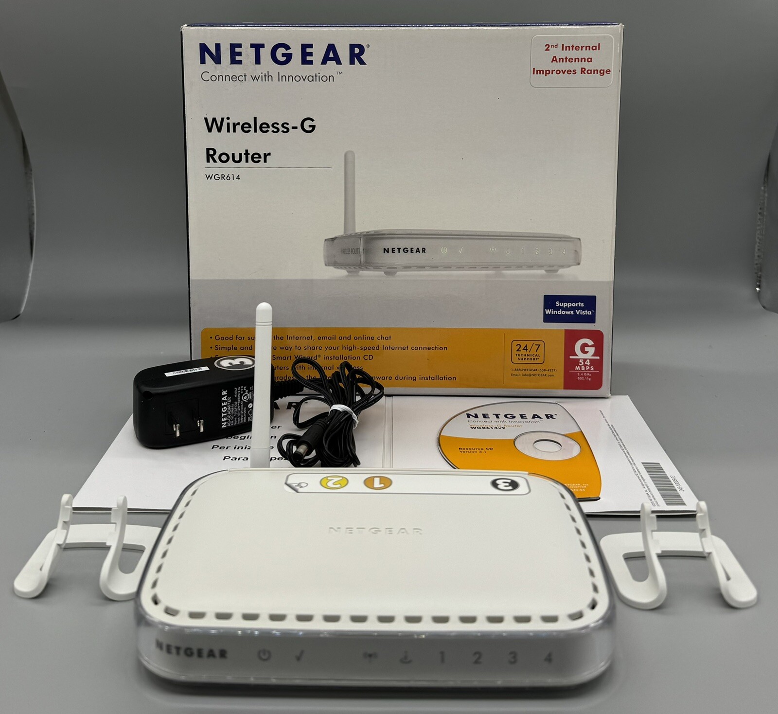Netgear WGR614 Wireless-G Router 54MBPS 100ft Coverage Double Firewall Security 