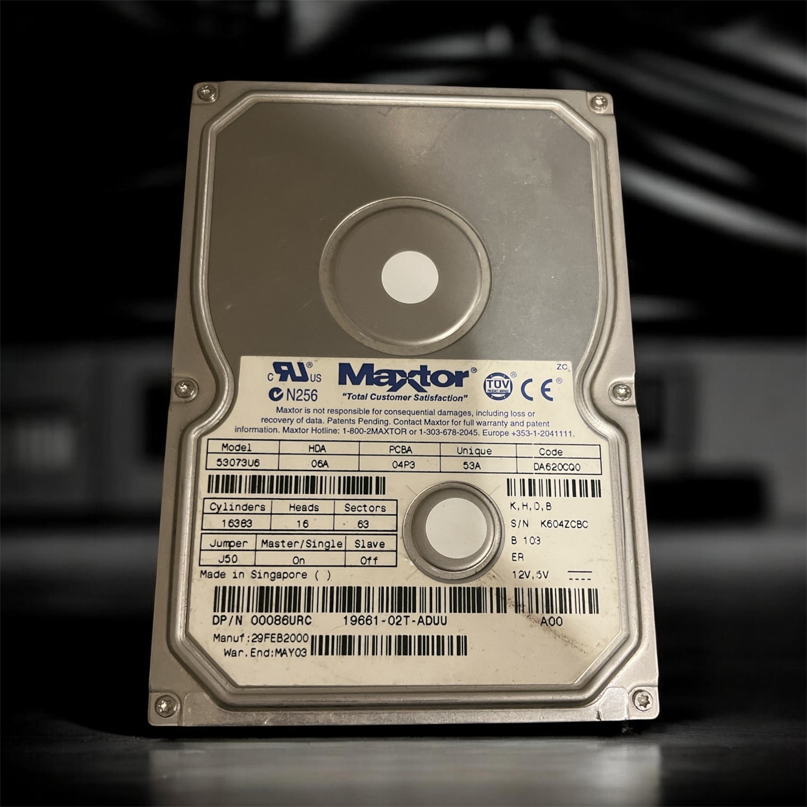 Maxtor DiamondMax Plus 40 30GB 7200RPM IDE ATA/66 3.5” HDD 53073U6