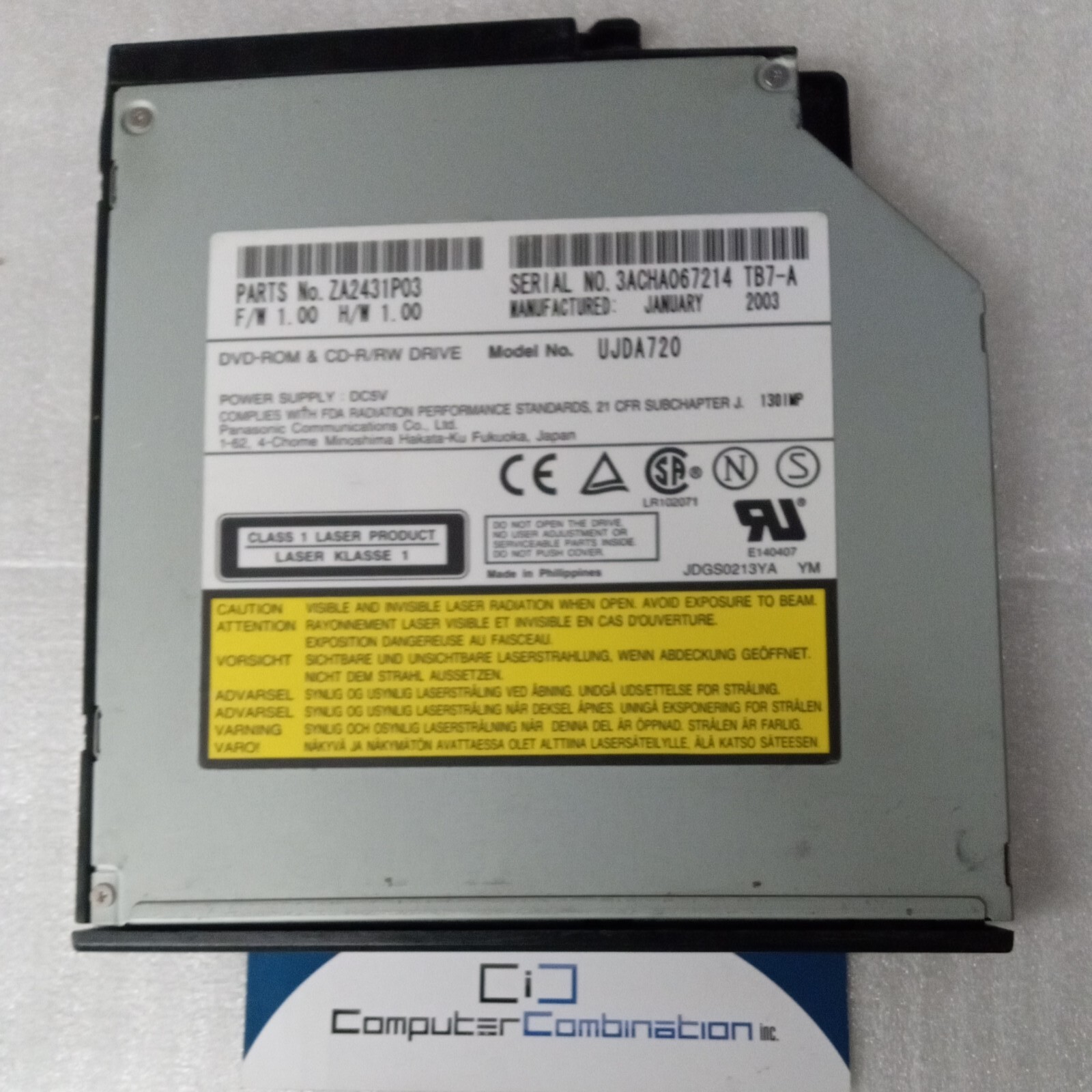 UJDA-720 MATSUSHITA CD/RW/DVD COMBO ZA2431P03. 