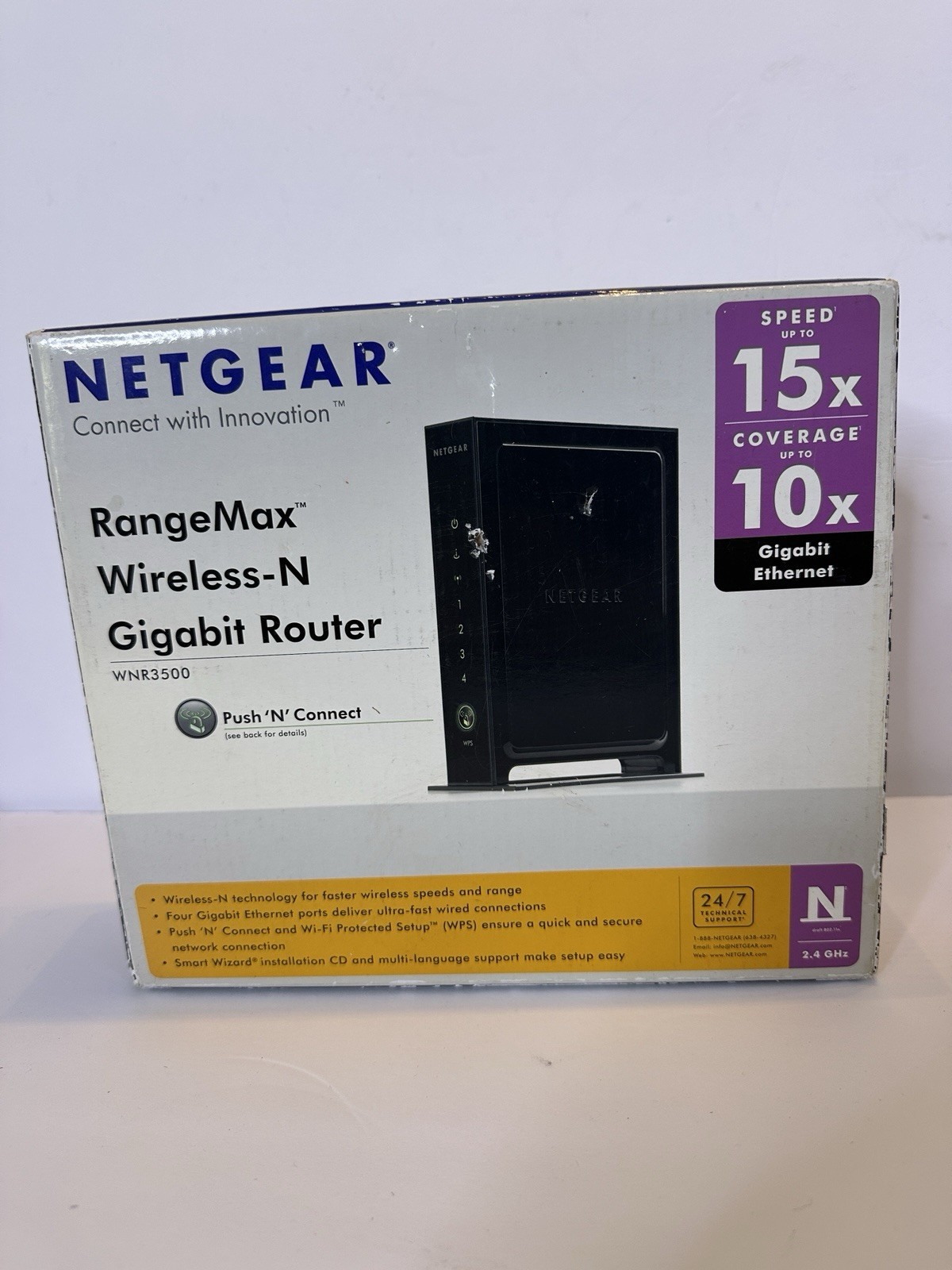 Netgear RangeMax WNR3500 802.11n Wireless LAN/Firewall 4-Port Gigabit Router