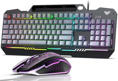AULA KEYBOARD T102 104 KEYS GAMING KEYBOARD MOUSE COMBO GREY - T102