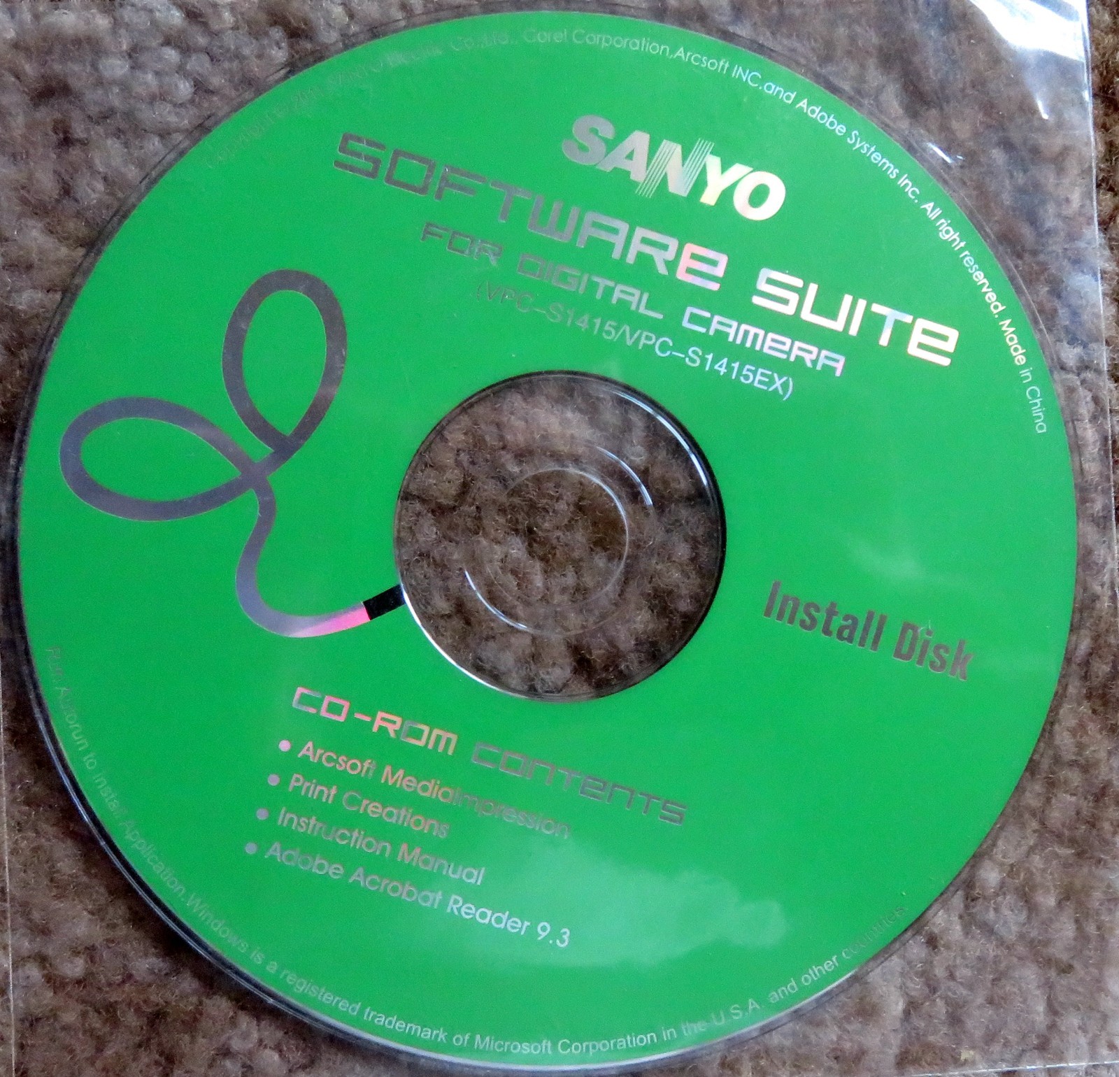 Sanyo VPC-S1415, S1415EX Software Suite for Digital Camera (CD-ROM) Windows
