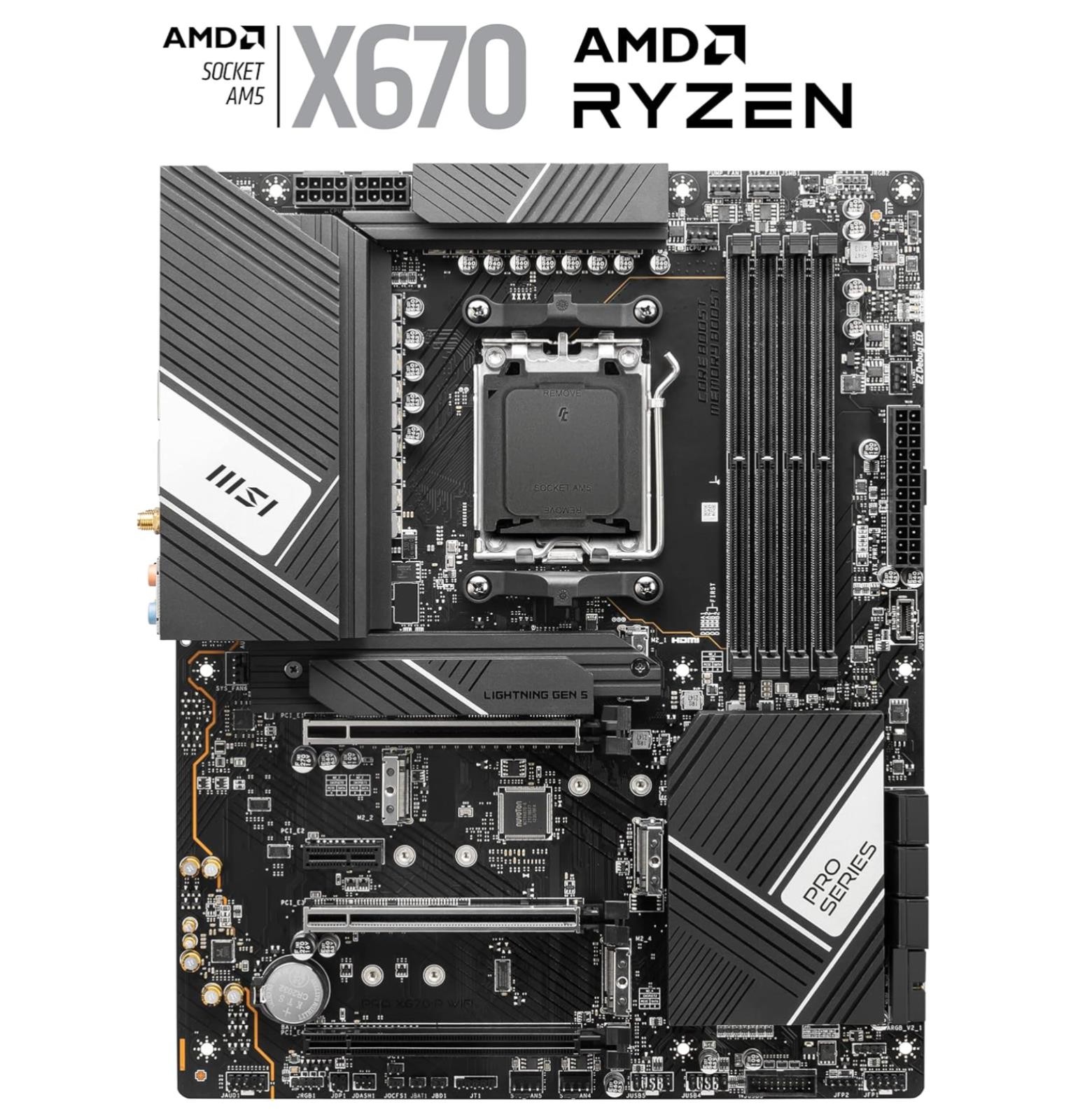 MSI PRO X670-P WIFI DDR5 AM5 ATX AMD Motherboard (Board & I/O Shield Only)