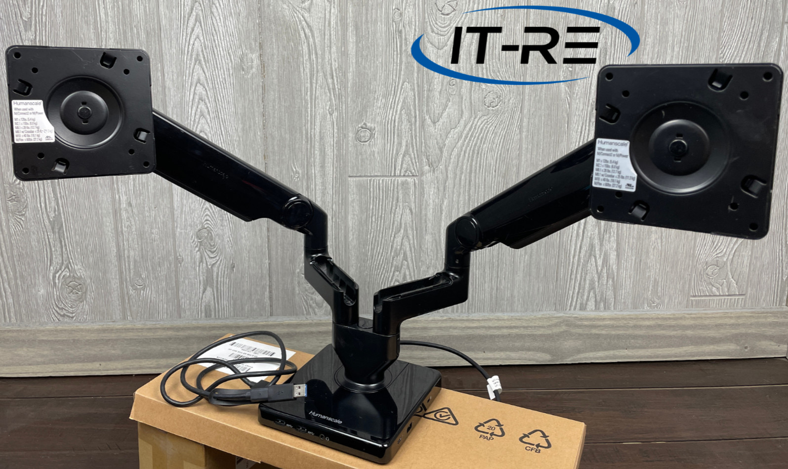 HumanScale M/Flex M2.1 Dual Monitor Stand w/ M/Connect2 Docking Station MC2-BT
