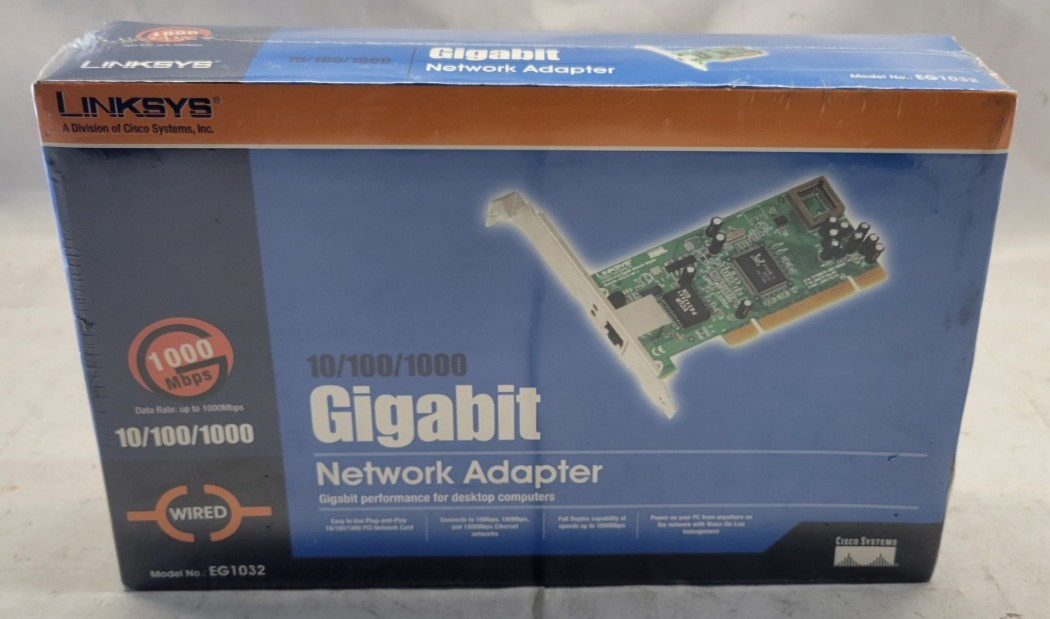 NEW - LINKSYS 10/100/1000 Gigabit Network Adapter - EG1032 - SEALED BOX