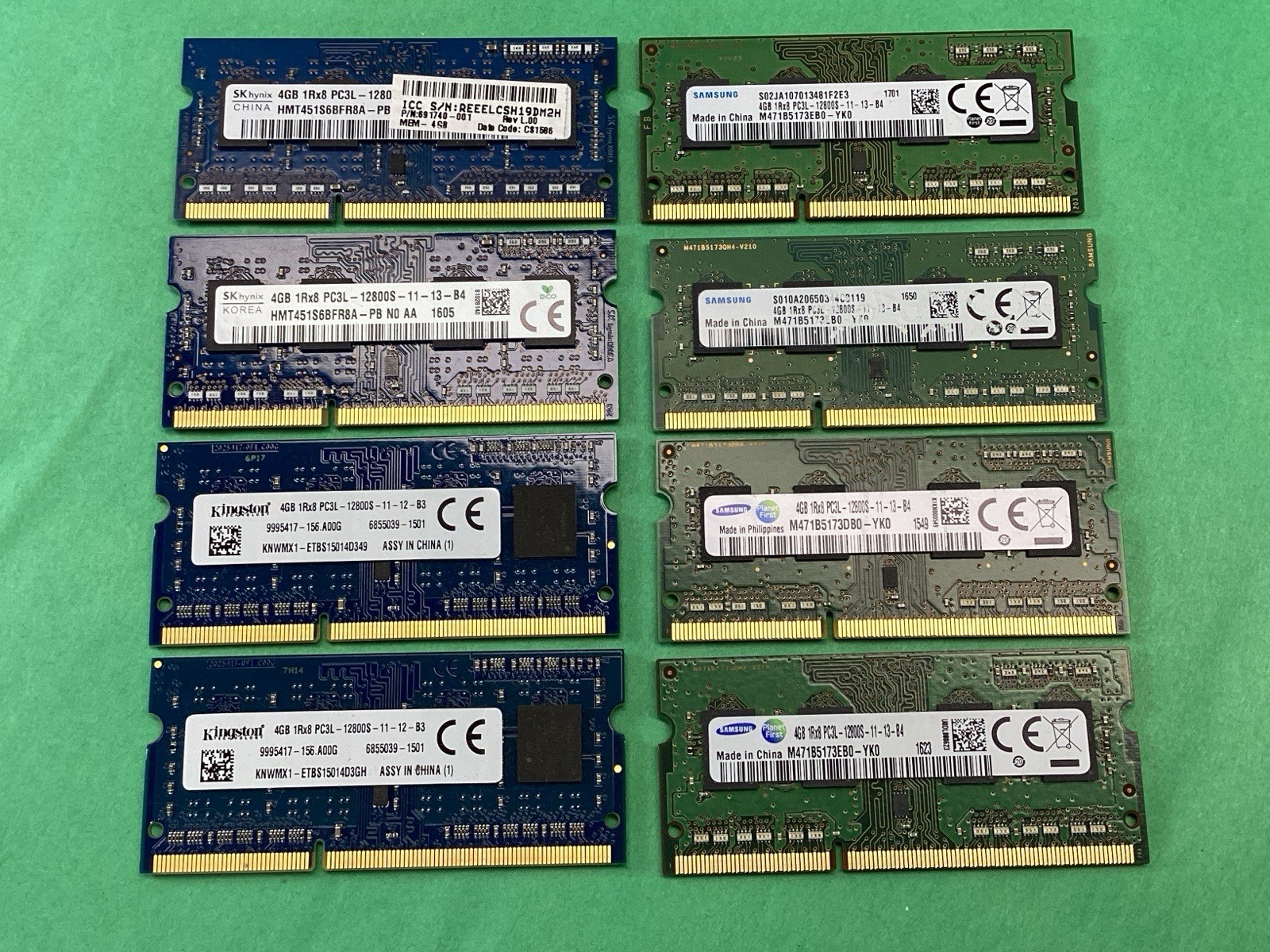 x8 4GB DDR3 Various Brands Laptop Memory - LOT OF 8