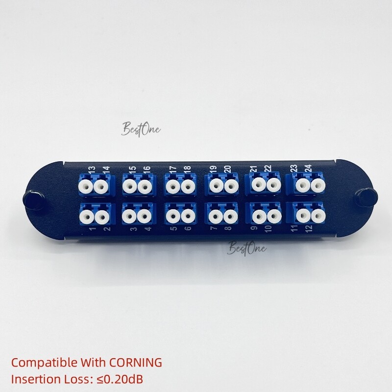 CCH Fiber Panel 12 LC duplex SM Adapters Compatible Corning CCH-01U CCH-CP24-A9