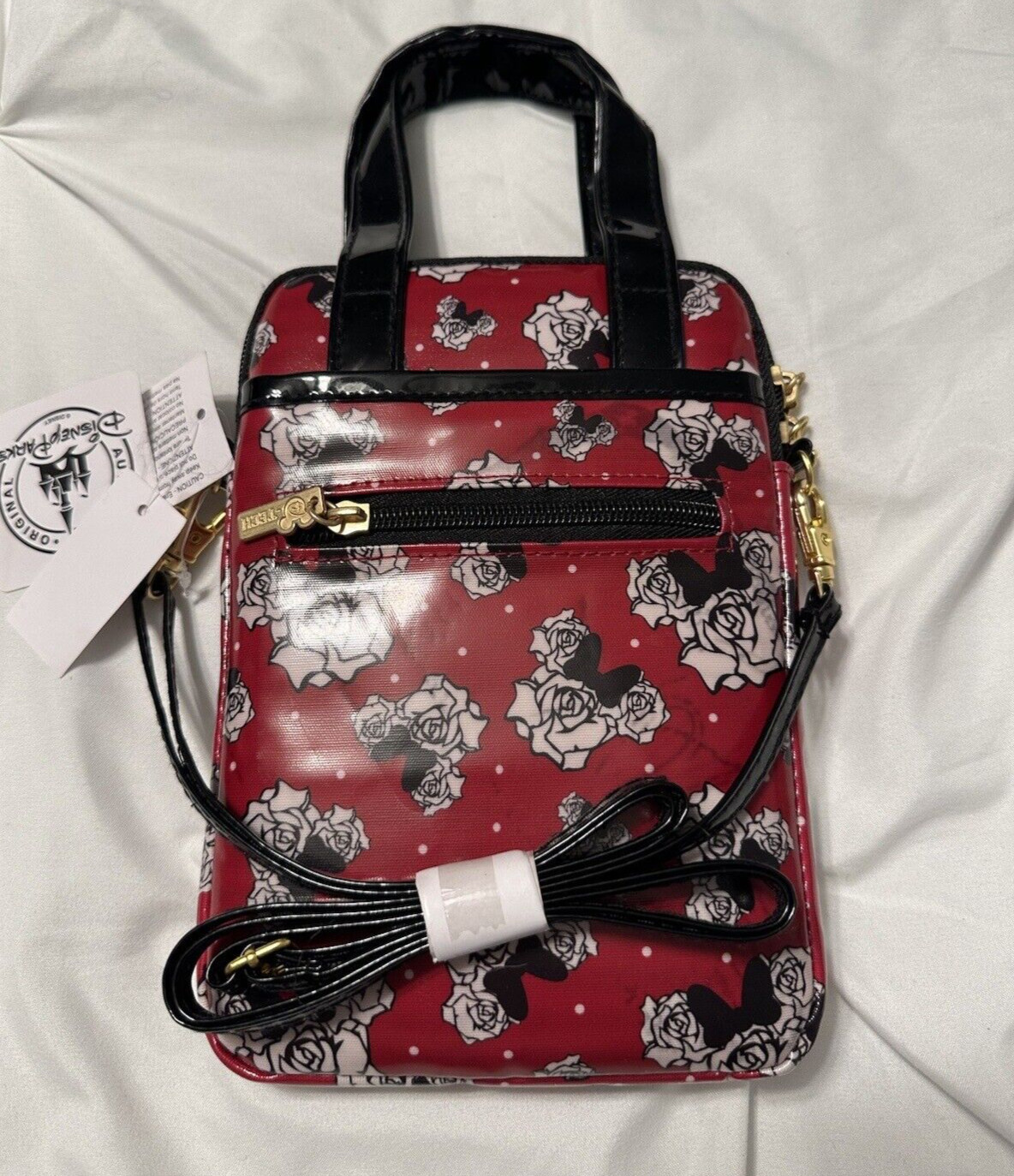 New Authentic Original Disney Parks Tablet Case 7x5x5 Red Mini Mouse Flowers