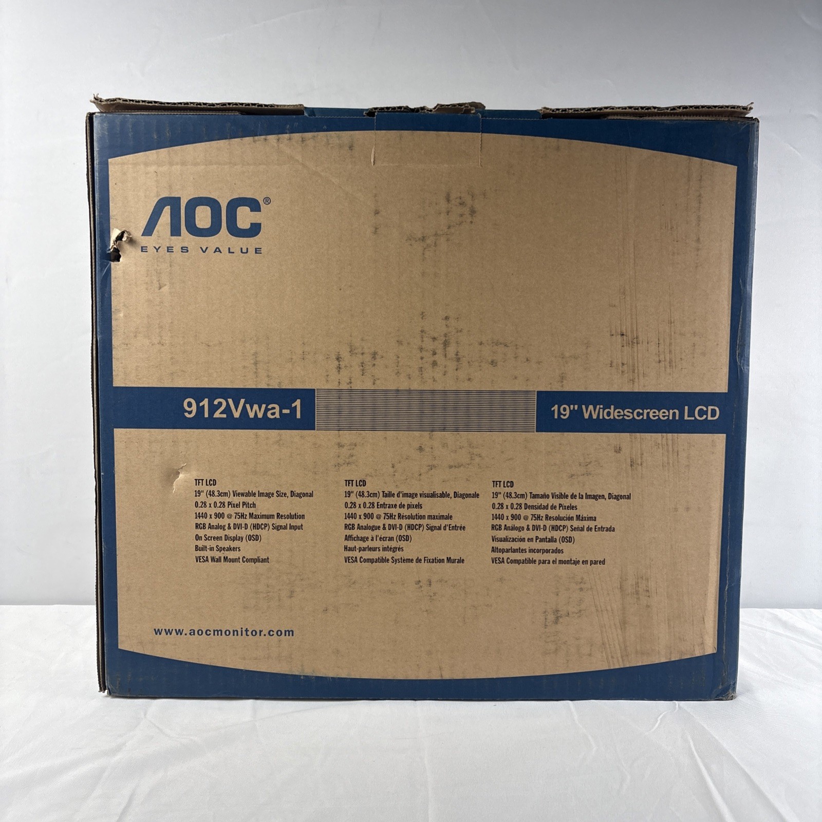 AOC 19” Widescreen LCD 912Vwa-1 Built In Speakers 1440x900 75Hz New In Box