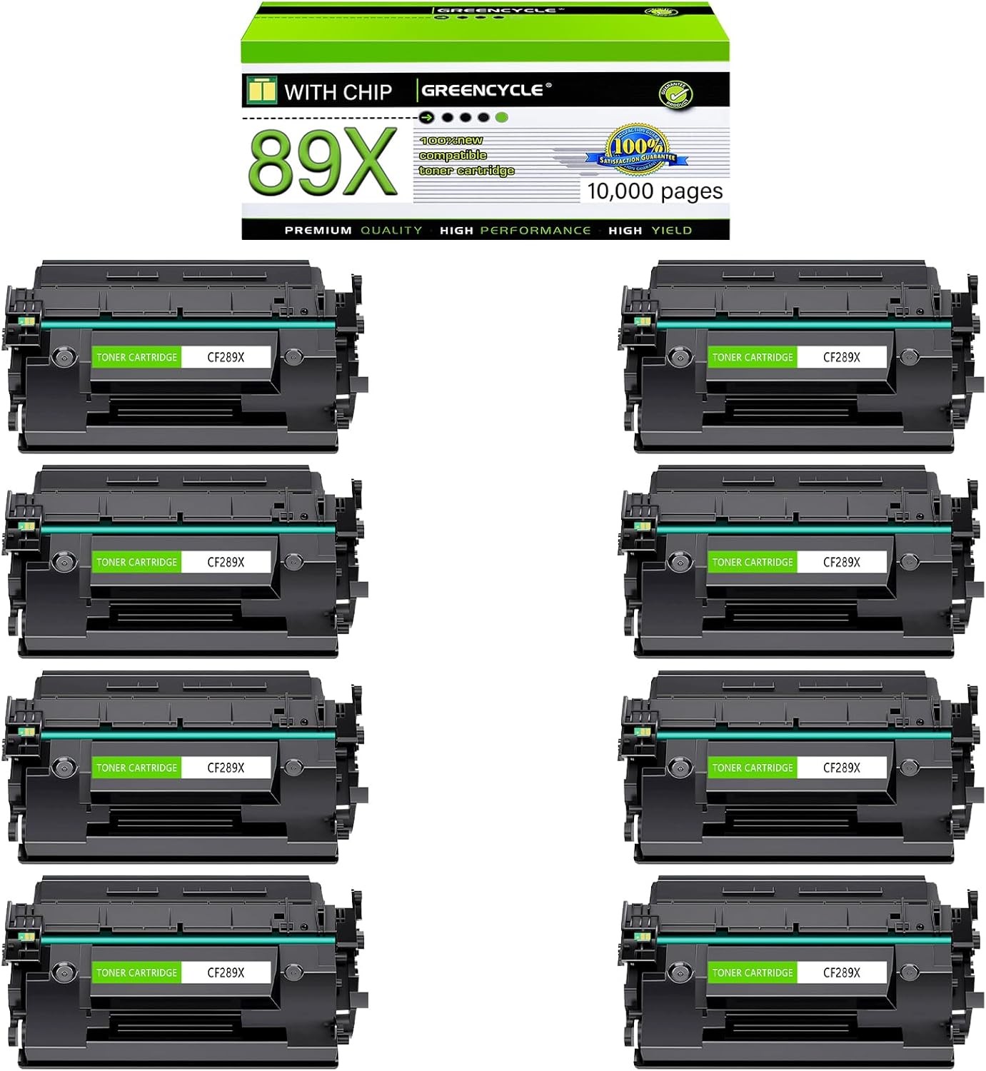 GREENCYCLE 8PK 89X CF289X New Chip Toner Cartridge For HP 89A M507N M507DN M507X