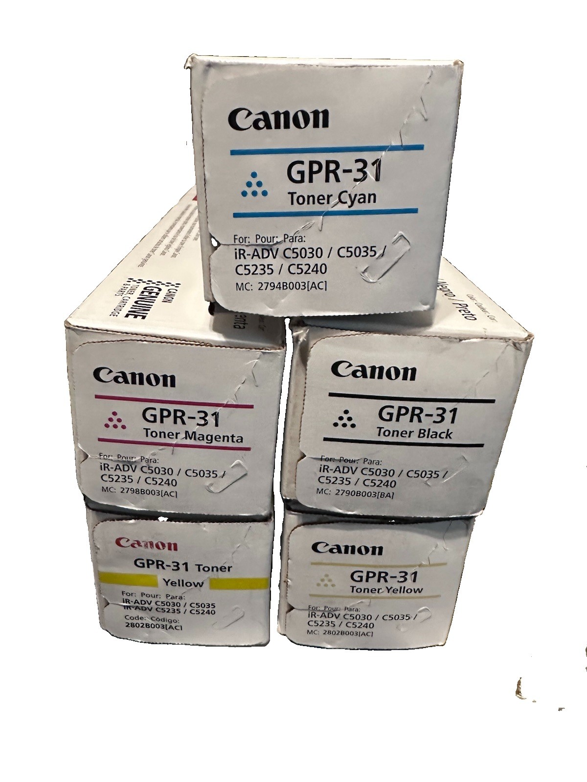 Genuine Canon GPR-31 Toner Cartridge 1x Black| 1x Cyan| 2x Yellow| 1x Magenta