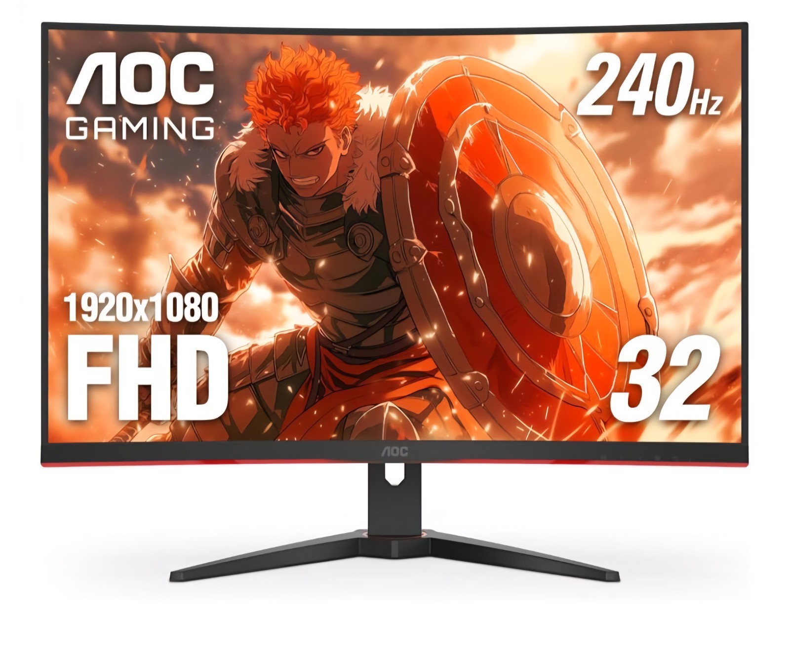 AOC C32G2ZE 32" Curved Frameless Gaming Monitor, Full HD 1920x1080, VA, 0.5ms 24