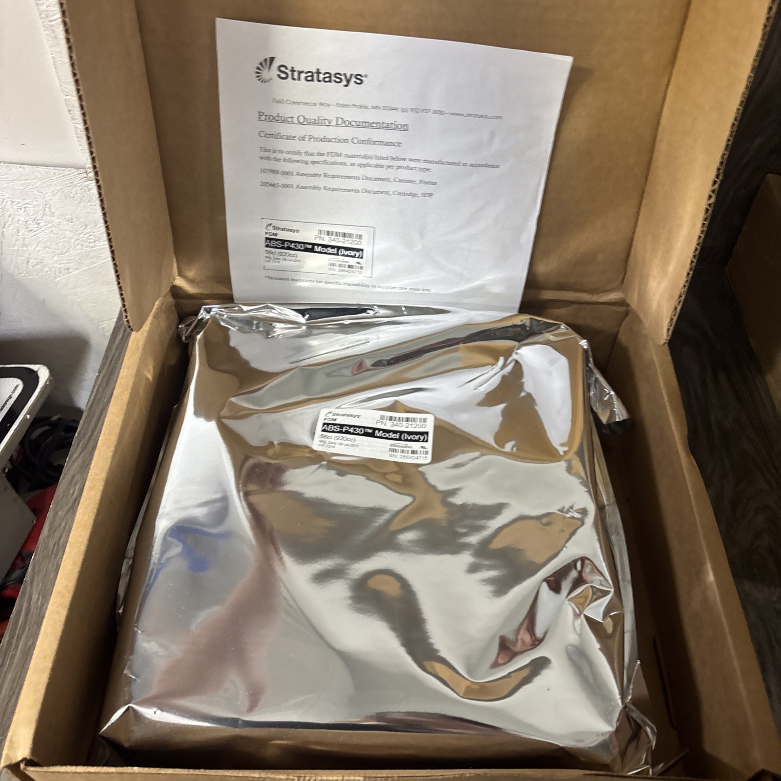 Stratasys ABS-P430 XL 345-42005 Ivory Uprint FDM 42ci 688cc #A5