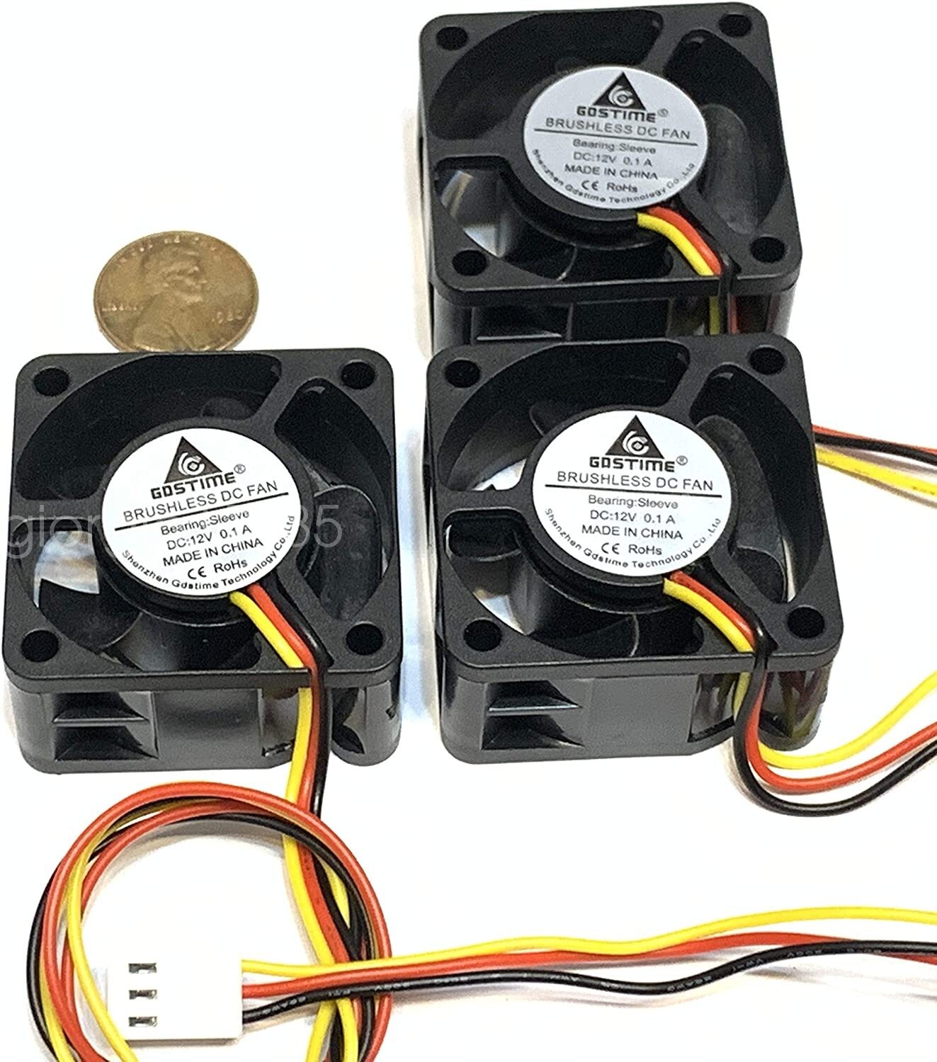 3 pcs Fan 12v GDStime 40mm x 20mm 3pin 4020 dc mini computer cooling