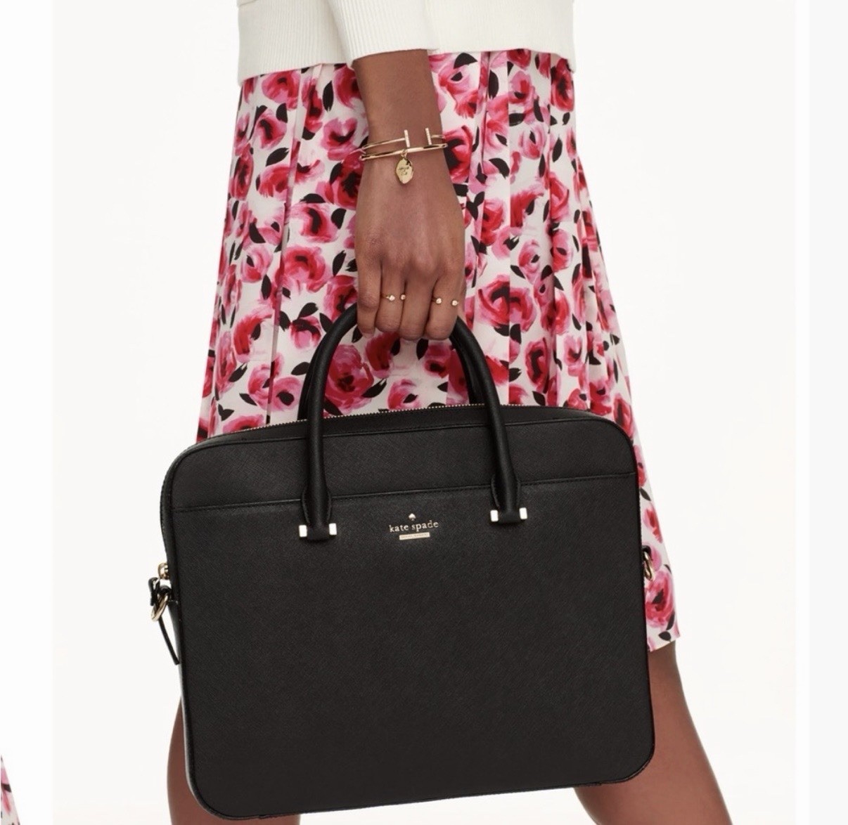 Kate Spade New York Black Leather Briefcase Bag for 13 inch Laptop