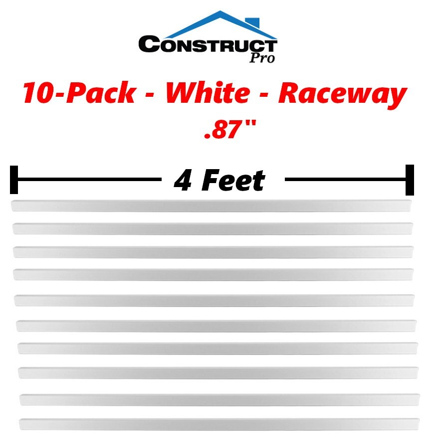 Construct Pro Raceway Cable Covers 4ft Sections x .87" 10-Pack White Bundle Lot