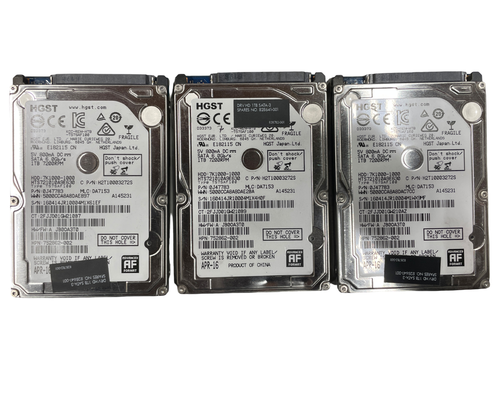 (Lot of 3) HGST 1TB 2.5" SATA HDD HTS721010A9E630 #21