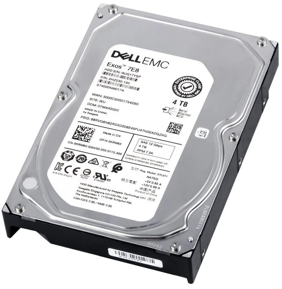Dell EMC ST4000NM017A 4TB 3.5" 12 Gbps 7.2K RPM SAS Drive 0KRM6X KRM6X