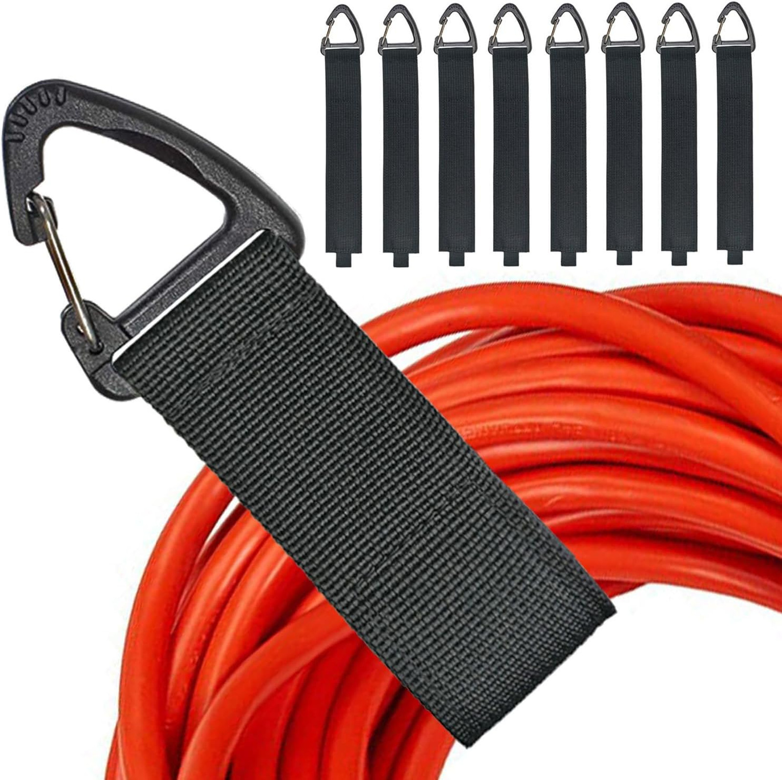 Extension Cord Organizer Garage Storage with Carabiner Clips 8 Pack 16 Inch