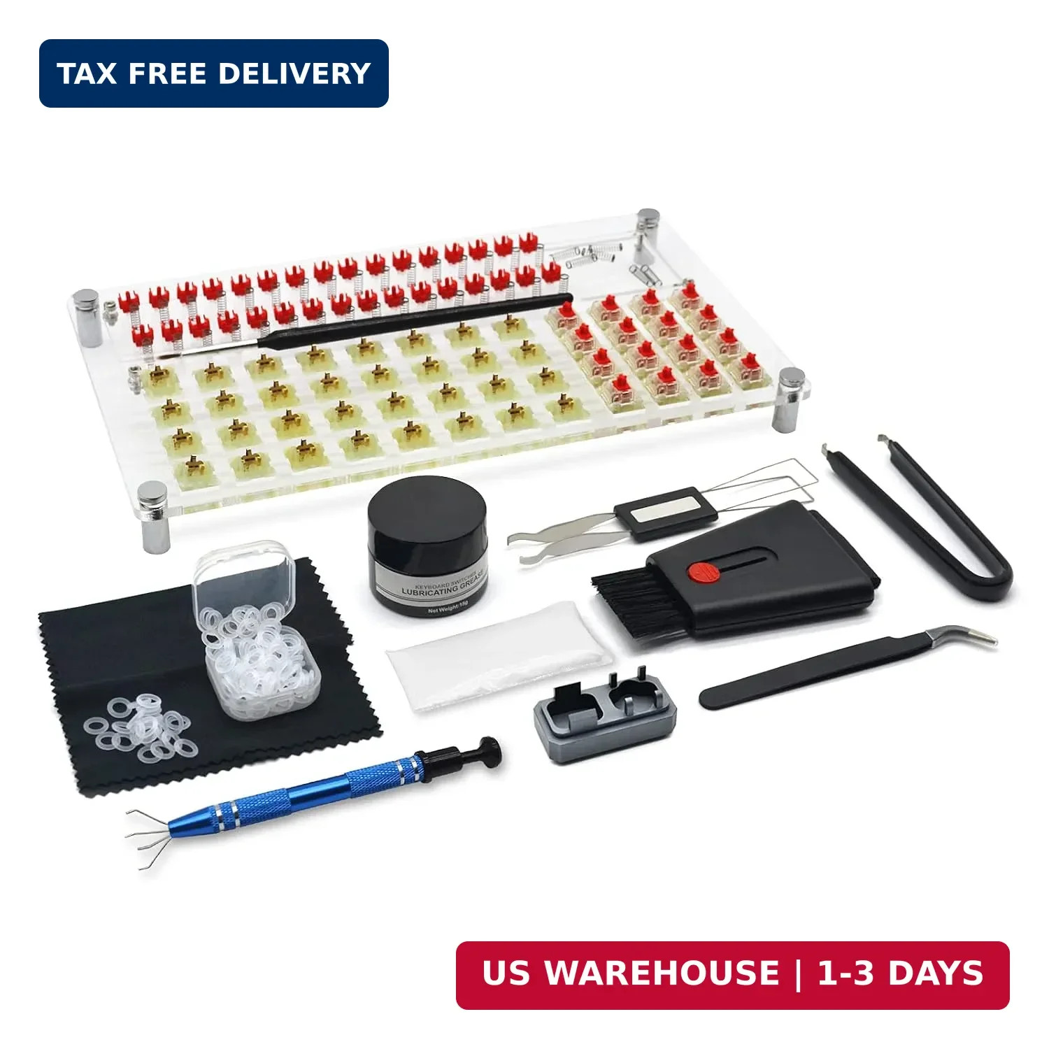 YIMAGUJRX 32 Switches Acrylic Lube Station,Keyboard Lube Kit,Switch Opener,Switc