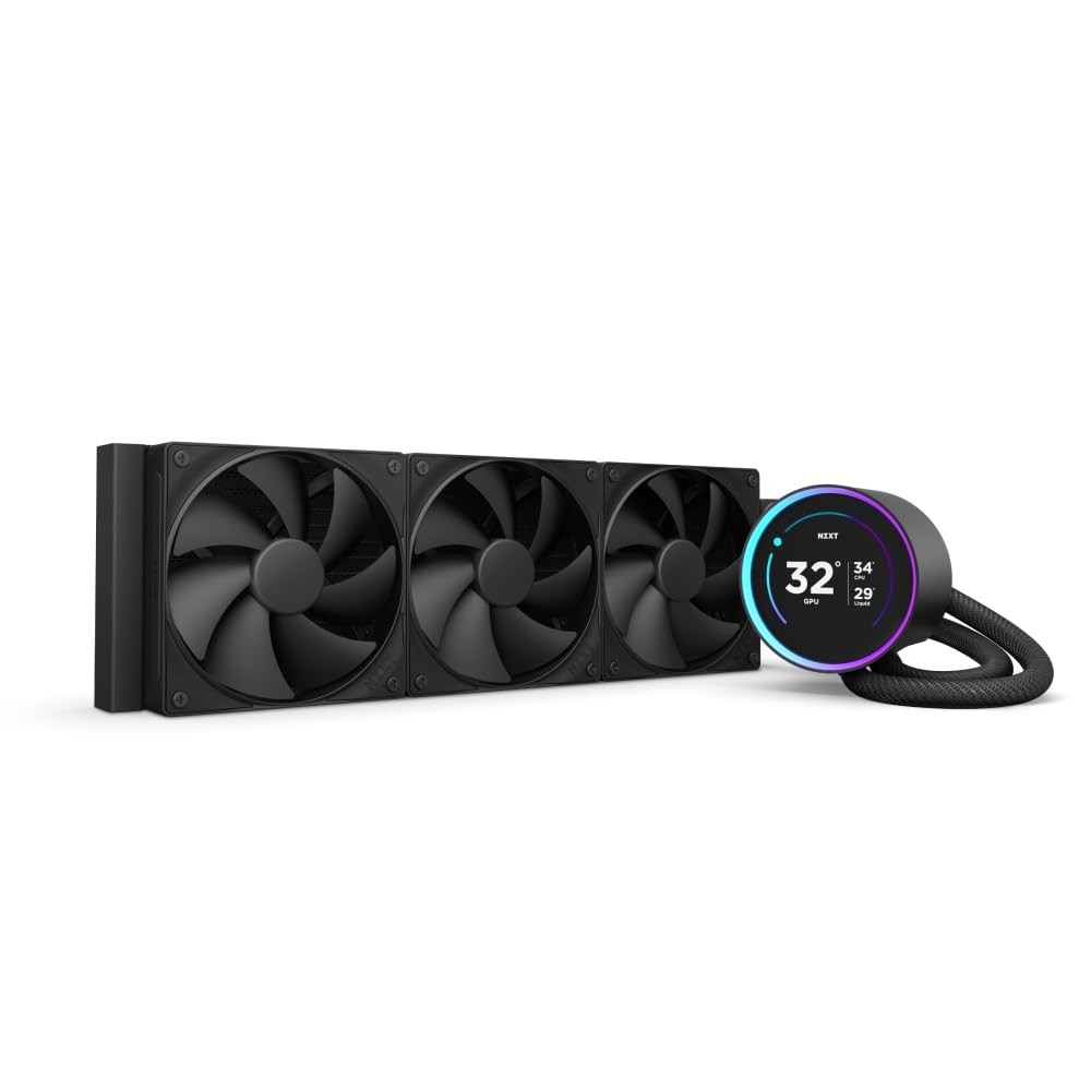 NZXT Kraken Elite 360 RGB AIO CPU Cooler with IPS LCD Static Pressure Fans Black