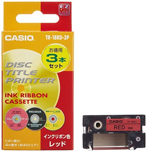 Casio Disc Title Printer Ink Ribbon TR-18RD-3P Red 3pcs NEW from Japan