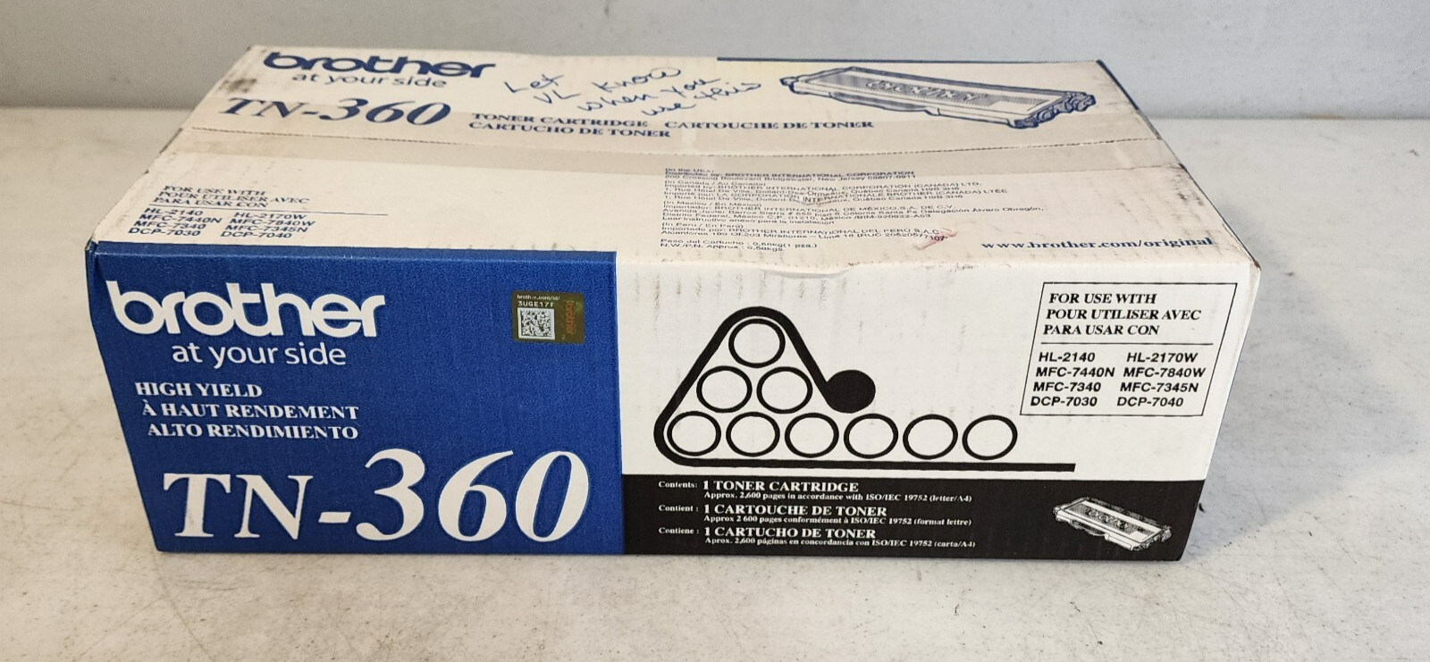 Brother TN-360 Black Hi Yield Toner Cartridge Genuine New Sealed NO BOX