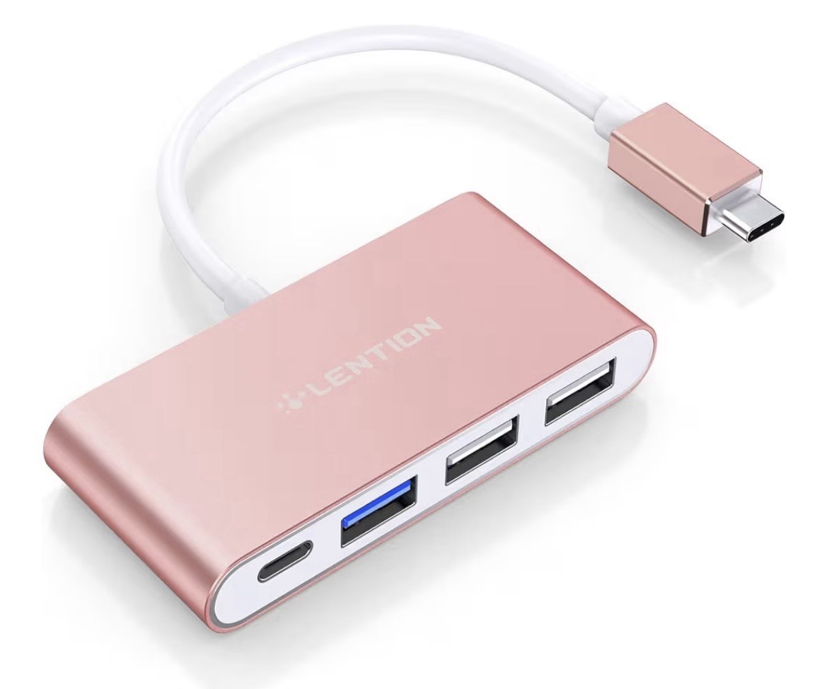 LENTION C13 USB C Hub 4-in-1 100W PD USB 3.0 + 2x USB 2.0 Type C Adapter - Rose
